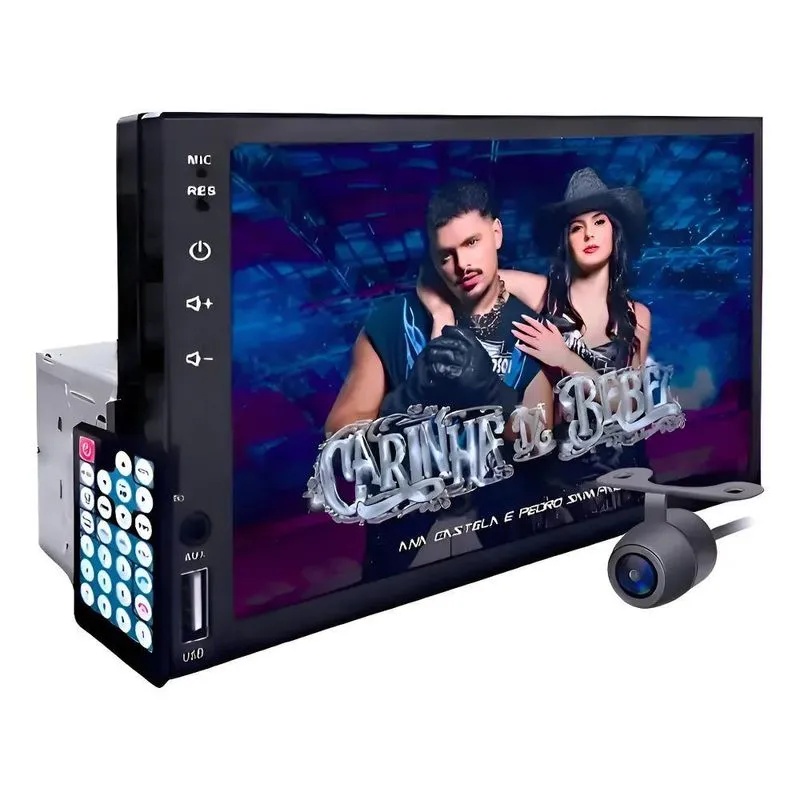 Multimidia Mp5 1 Din Tela 7 Polegadas Touch + Camera Ré Pret