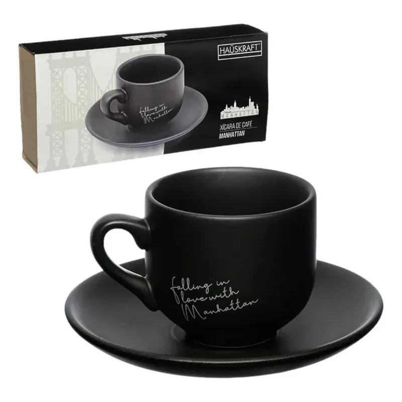10x Jogo De 6 Xicaras De Café Manhattan - Haskraft Cor Preto