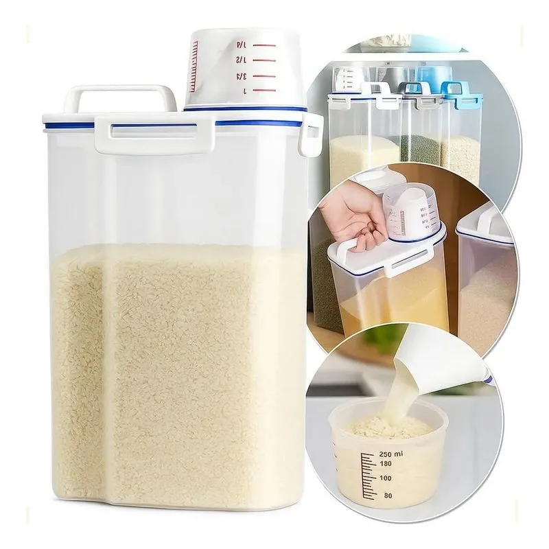 2x Dispenser De Ração Milho Feijão Arroz Sementes 2 Litros