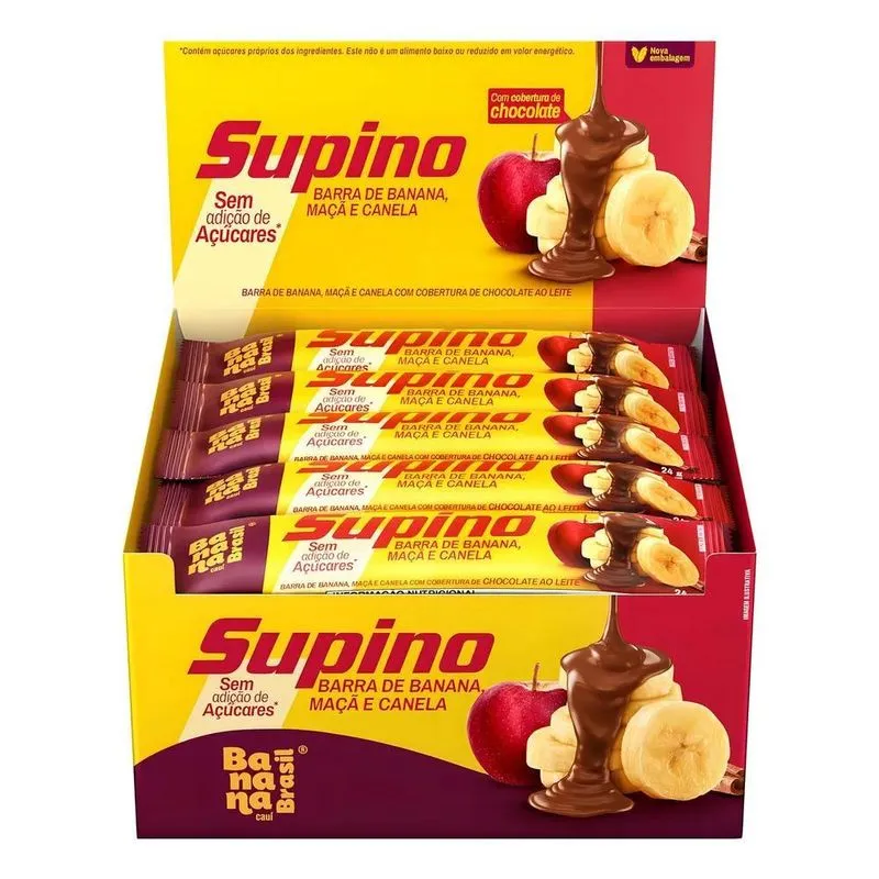 5x Barra Supino Frutas Zero Banana Maça E Canela 20 Unidad