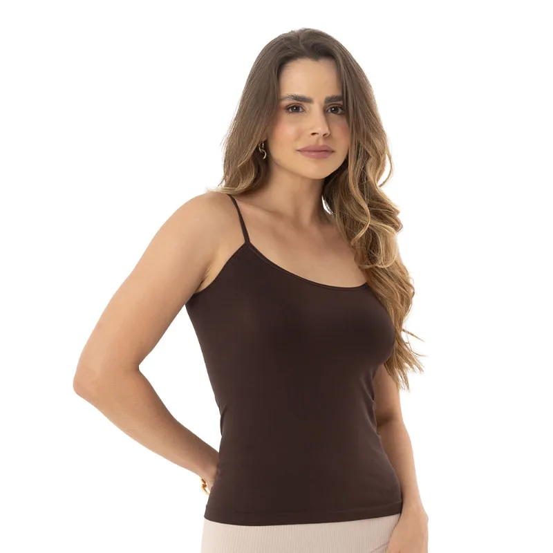 Camisete Básico Sem Costura Café - DelRio