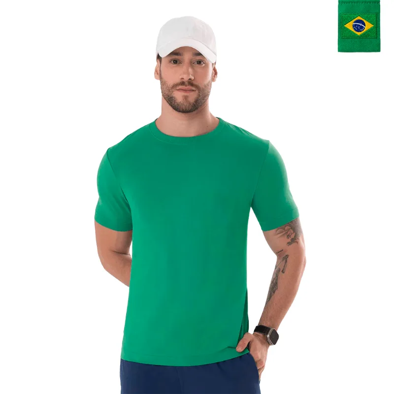 T-Shirt Masculina Sem Costura Verde Brasil