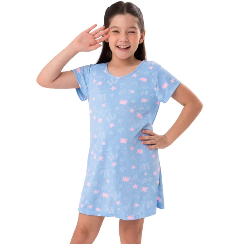 Camisola Infantil Em Liganete Estampa Fundo Do Mar
