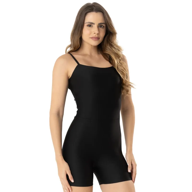 Macaquinho Fitness Em Diva Fit Preto