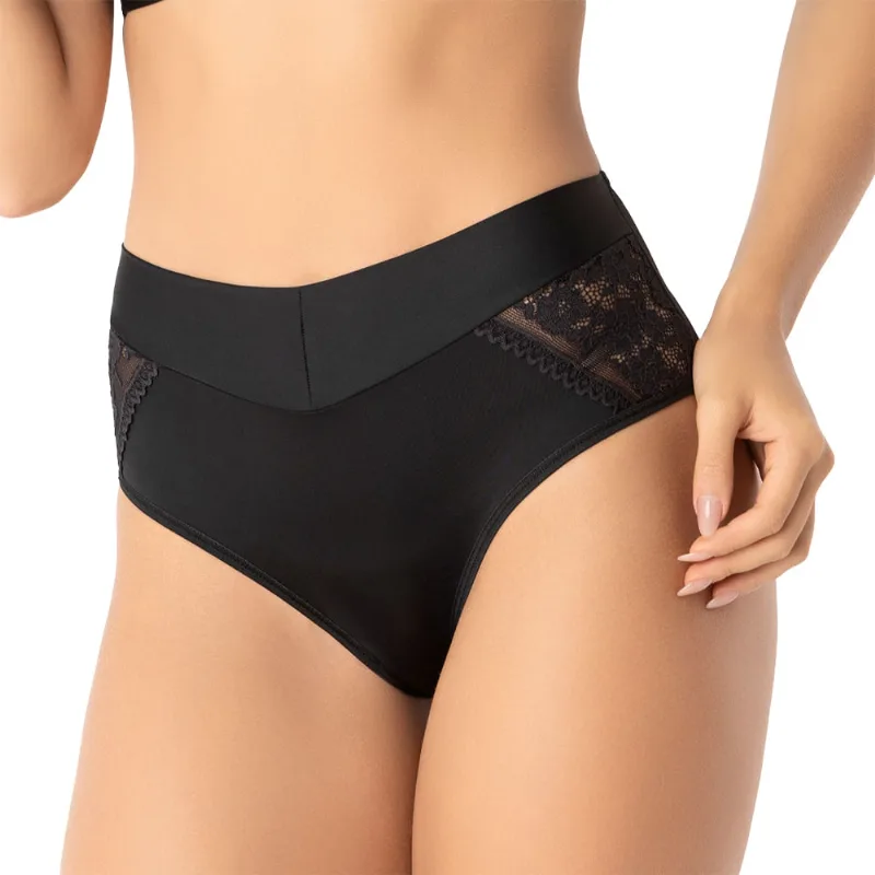 Calcinha Larga de Sensitive e Renda Eco Black - DelRio