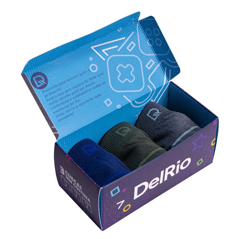 Kit 3 Cuecas Boxer Infantil Sem Costura-8 - DelRio