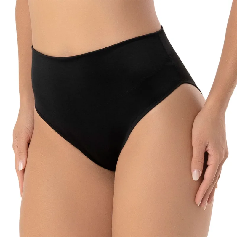 Calcinha Lateral Larga de Satinete Preto - DelRio