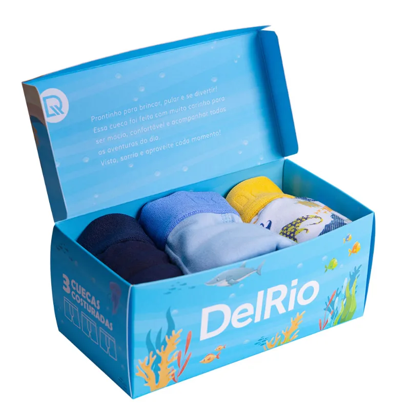 Kit 3 Cuecas Boxer Infantil em Poliamida com Elastico Personalizado-10 - DelRio