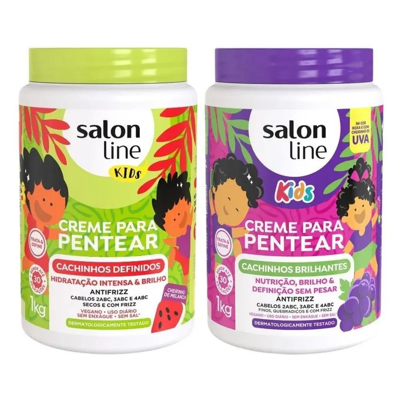 Kit Creme Para Pentear Salon Line Kids Melancia + Uva 1kg