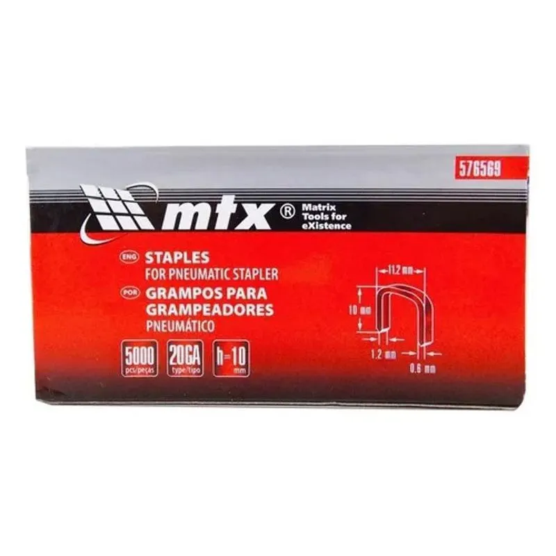 10x Grampo 10mm 5000 Und Para Grampeador Pneumático Mtx