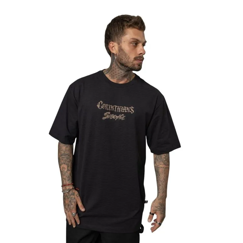 Camiseta Masculina Oversized Corinthians x Sabotage GG / Preto