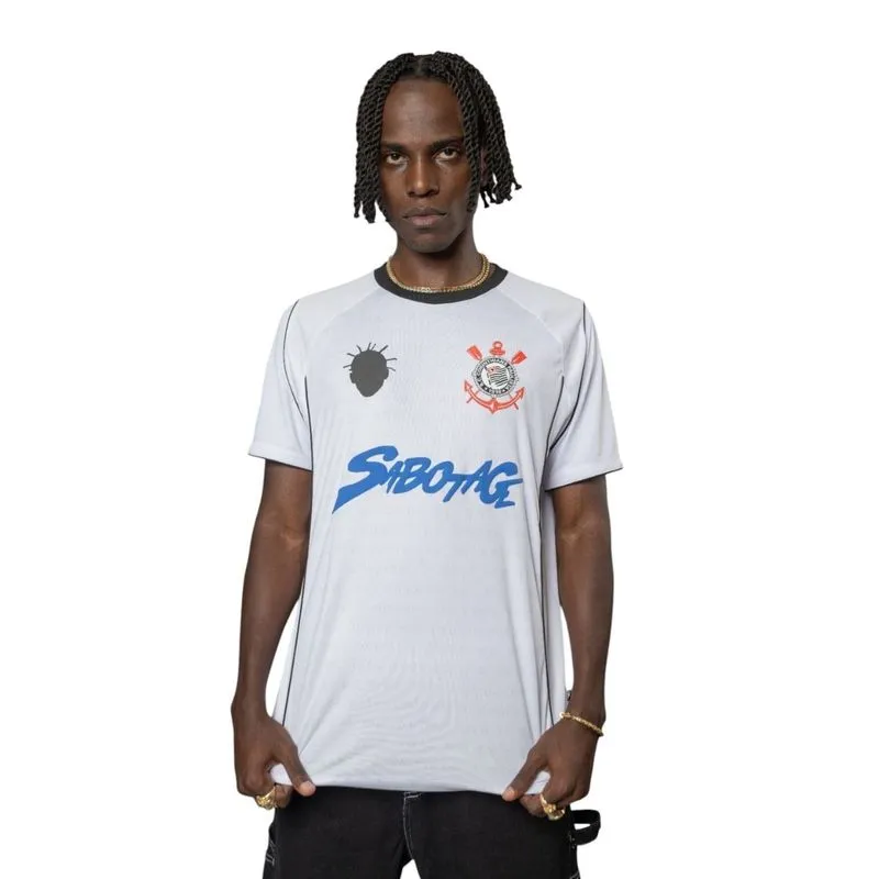 Camiseta Esportiva Masculina Corinthians x Sabotage P / Branco