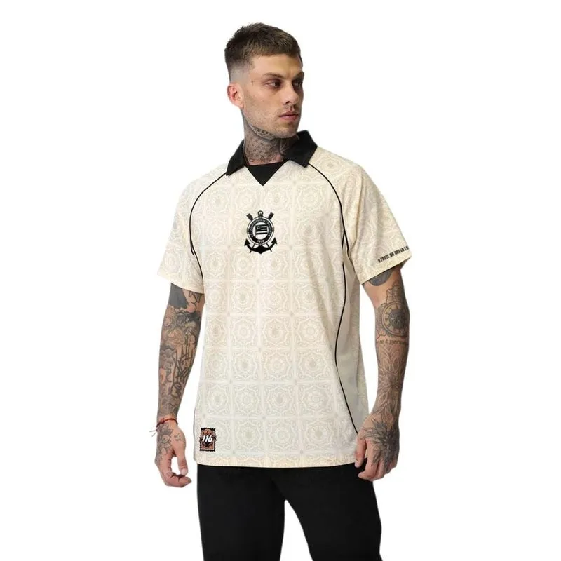 Camiseta Corinthians 116 Anos Esportiva Torcedor Poliéster G1 / Bege