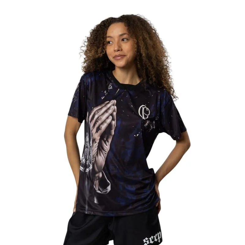 Camiseta Feminina Corinthians Fé Paixão e Loucura Surf Center P / Preto