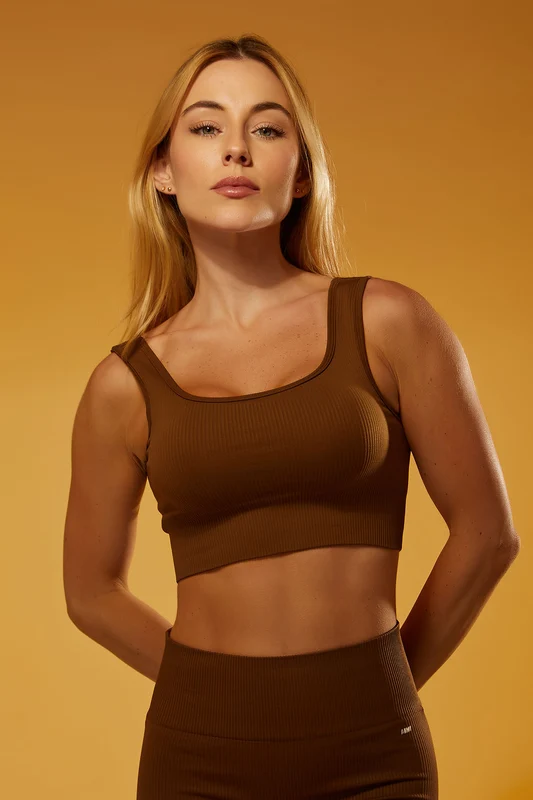 Top com Bojo Seamless Rib Essential - Marrom M / Marrom