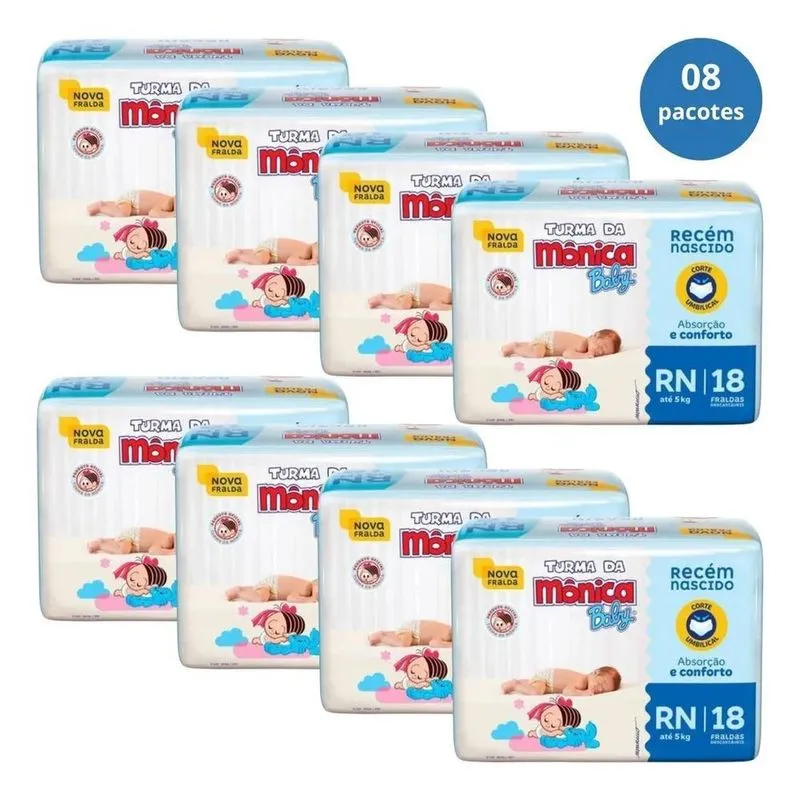 5x Kit Fralda Rn Turma Da Monica Baby Jumbinho Gên