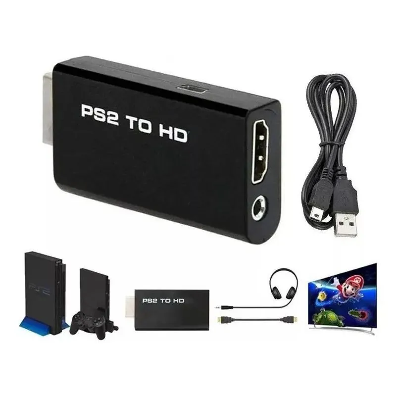 5x Adaptador De Vídeo Para Ps2 Hdmi Full Hd 1080p Tv Monitor