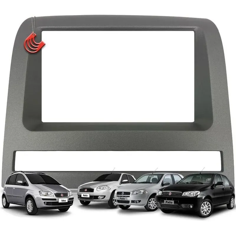 Moldura De Painel 2 Din Multimídia Dvd Mp5 Palio Cinza Kiron