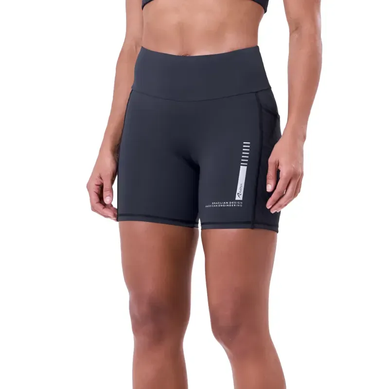 Bermuda Authen Signature Preta Samba Zebra 3 Bolsos Feminina M