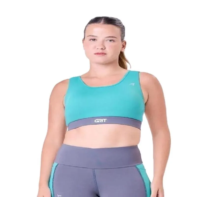 Top Feminino Authen Grit Bossa Reto M. / CINZA-VERDE