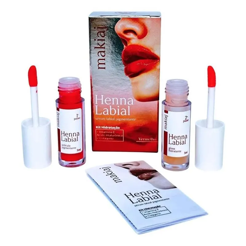 2x Henna Makiaj Labial Sérum Pigmentante + Gloss Hidratante