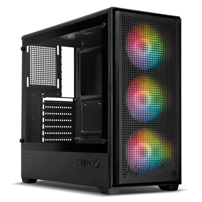 Gabinete Gamer Mancer Mugen 3 Fans S/fonte Full-tower Lateral De Vidro Preto - MCR-MGN-BK