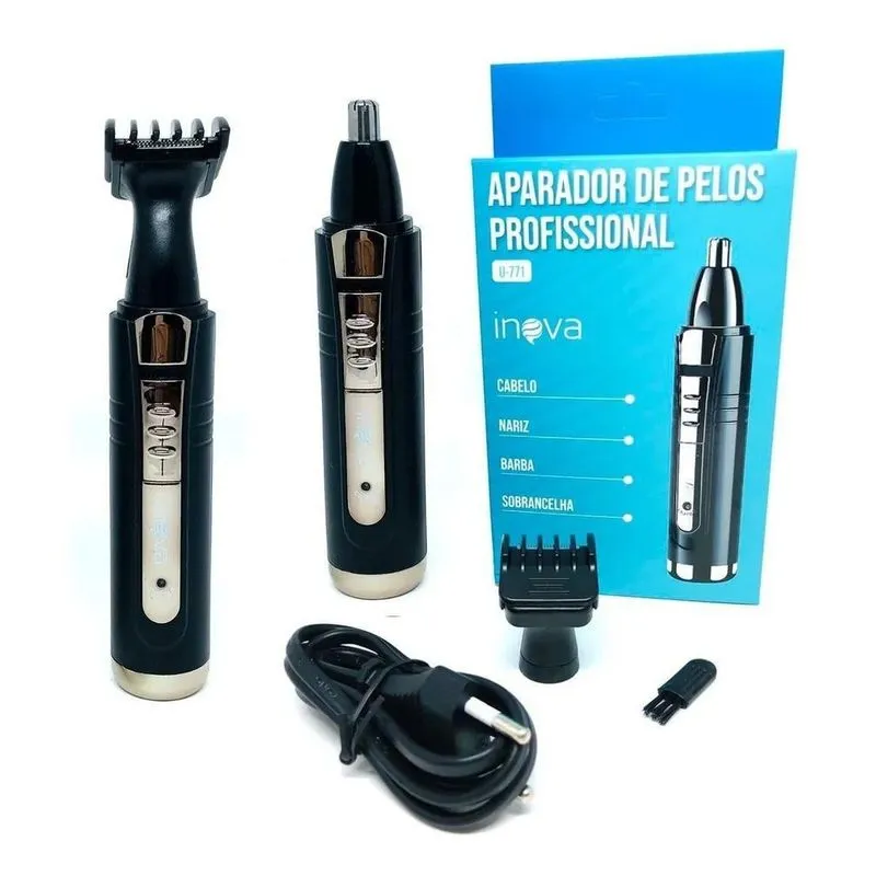 3x Aparador Cortador De Pelos Barba Nariz Orelhas Inova 2 Em