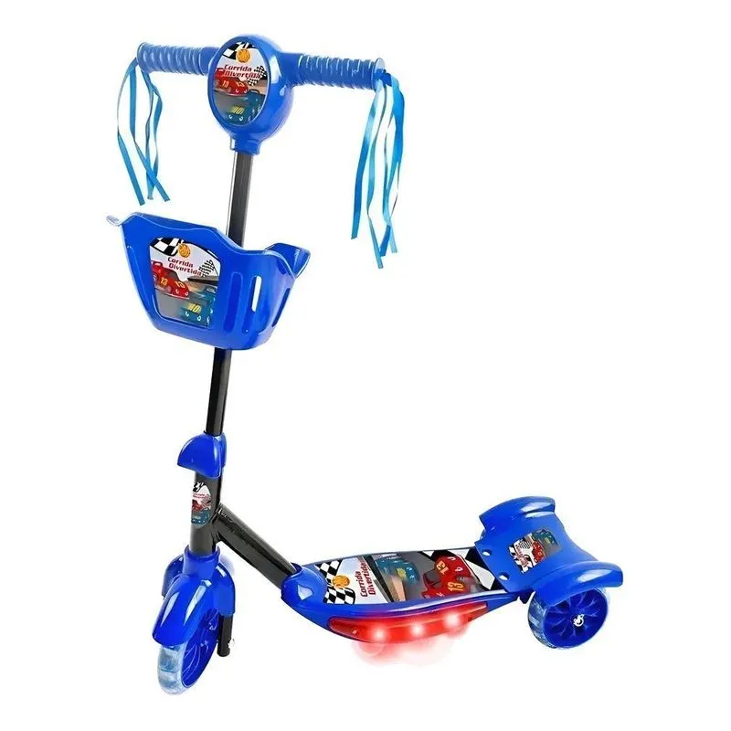 Dm Toys Patinete Com Cesta Corrida Cor Azul E Preto