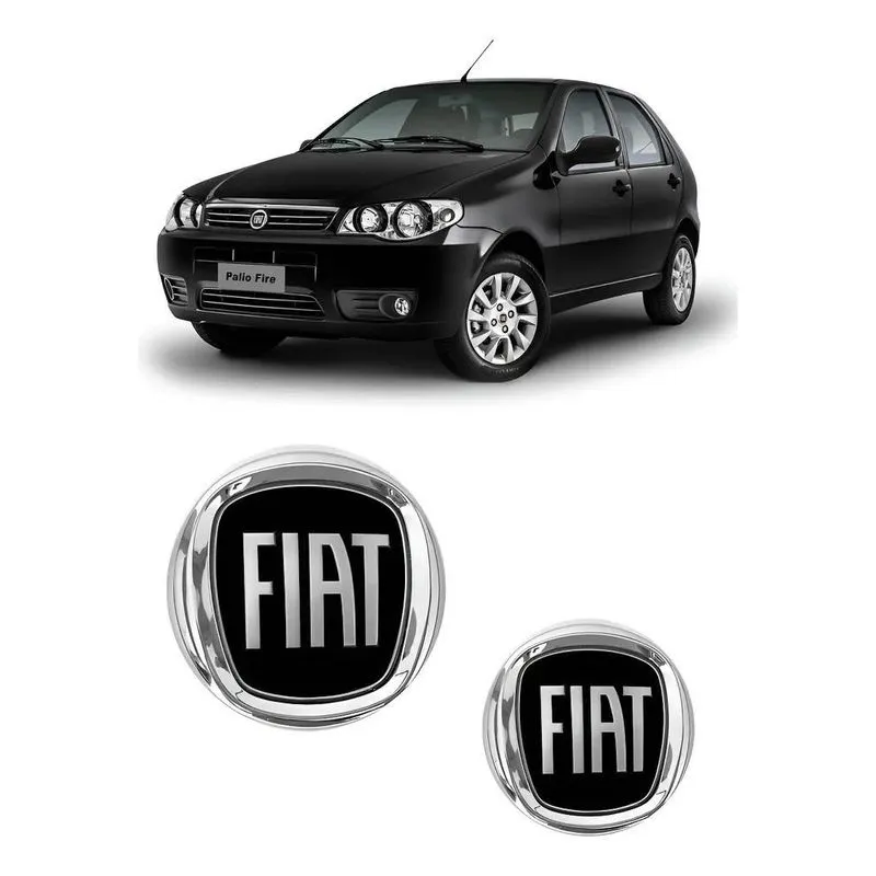 Kit Emblema Fiat Preto Grade E Mala Palio Bolha G3 2004/2018