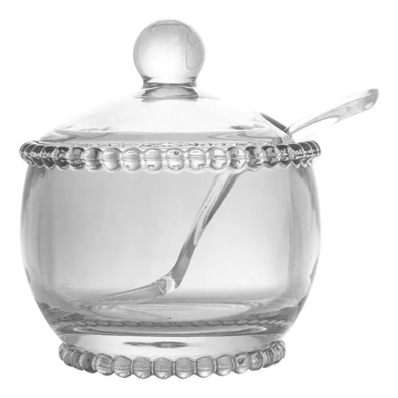 2x Açucareiro Com Colher E Tampa Pearl Cristal Wolff 28379