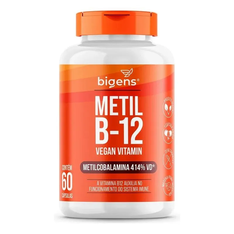 10x Metil B12 Vegana, Vitamina Metilcobalamina 60caps Bigen