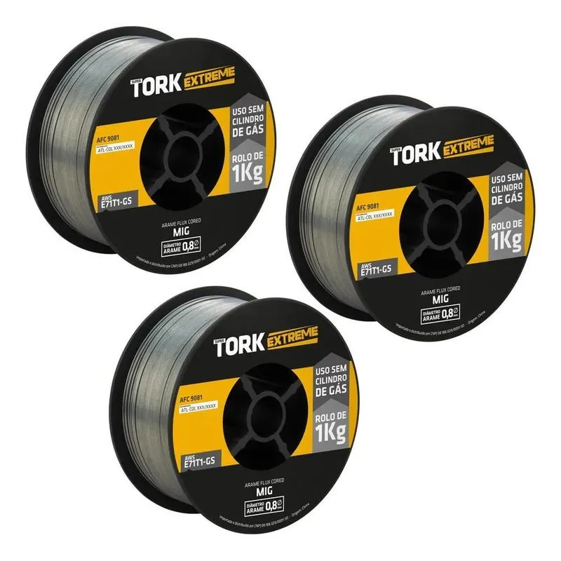 2x Arame Para Solda Mig Uso Sem Gás 0.8mm - Kit 3 Rolos De 1