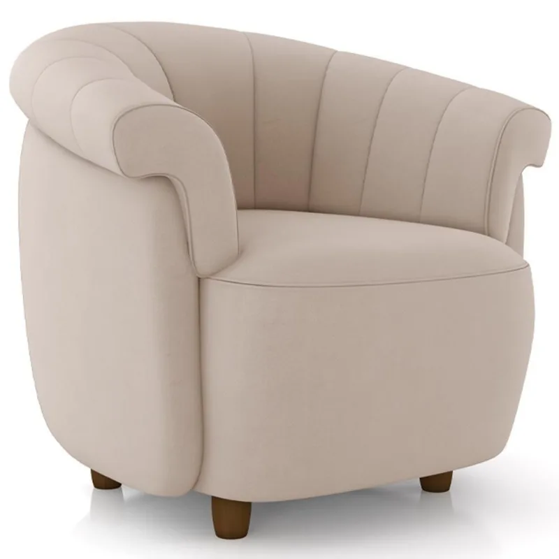 Poltrona Decorativa Para Sala Living Orgânica Perseu M03 Veludo Bege - Lyam Decor