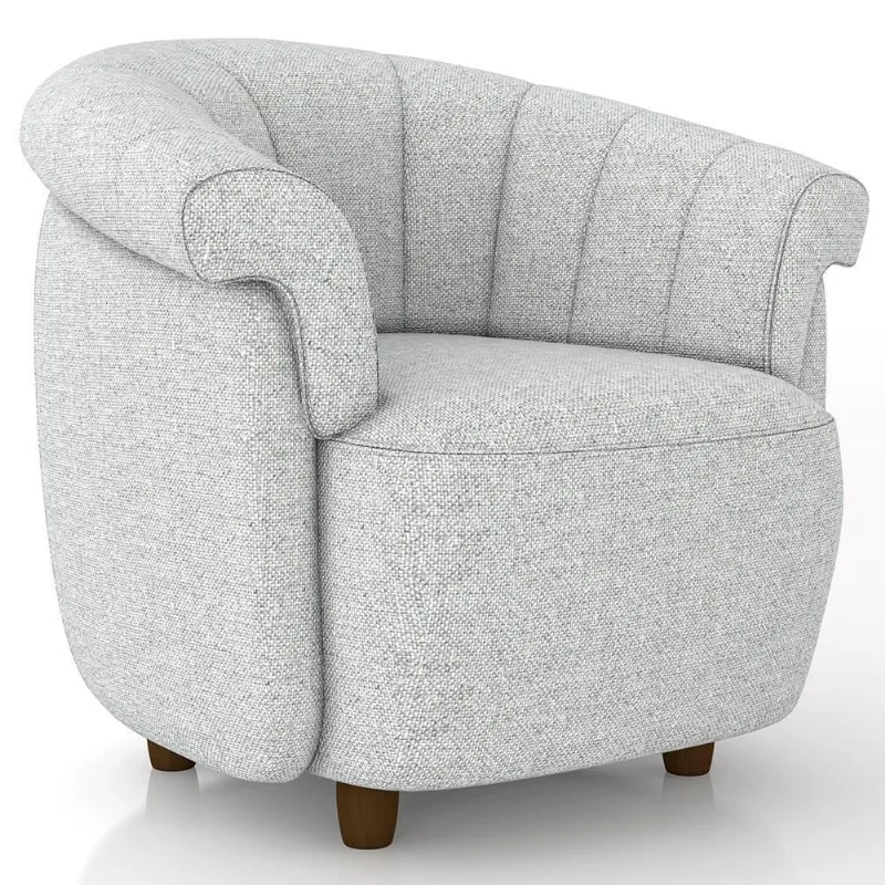 Poltrona Decorativa Para Sala Living Orgânica Perseu M03 Linho Cinza - Lyam Decor