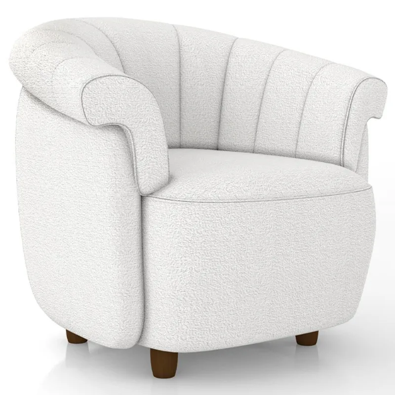 Poltrona Decorativa Para Sala Living Orgânica Perseu M03 Bouclê Cru - Lyam Decor
