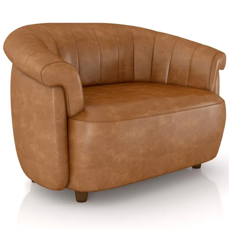 Poltrona Namoradeira Para Sala Living Orgânica Perseu M03 Couríssimo Whisky - Lyam Decor