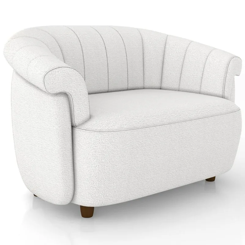 Poltrona Namoradeira Para Sala Living Orgânica Perseu M03 Bouclê Cru - Lyam Decor