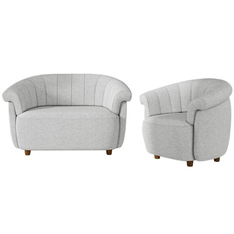 Kit Namoradeira 2 Lugares E Poltrona Decorativa Orgânica Perseu M03 Linho Cinza - Lyam Decor