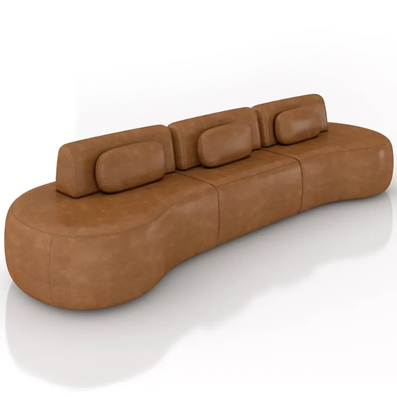 Sofá 5 Lugares Orgânico Para Sala Living 326cm Vasti M03 Couríssimo Whisky - Lyam Decor - Lyam Decor