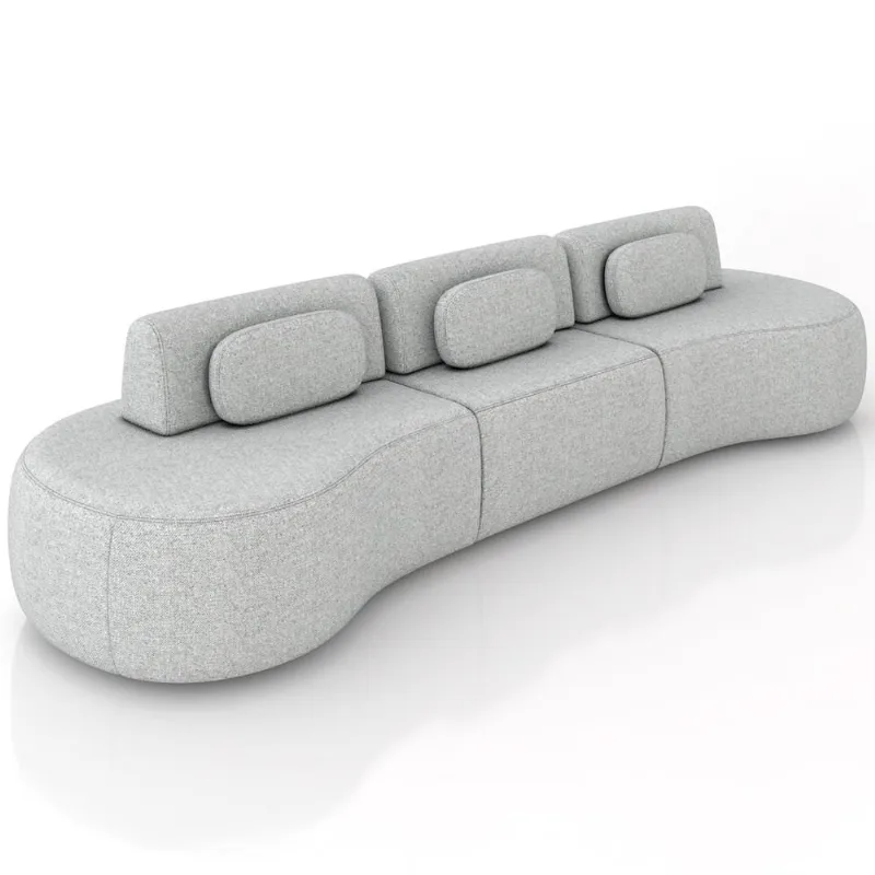 Sofá 5 Lugares Orgânico Para Sala Living 326cm Vasti M03 Linho Cinza - Lyam Decor - Lyam Decor