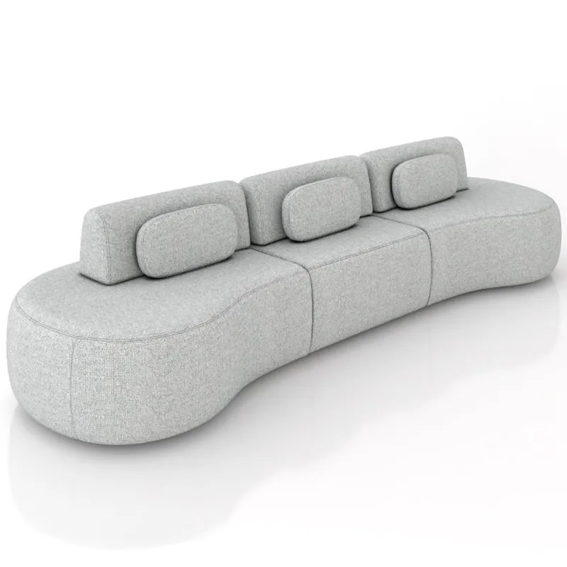 Sofá 5 Lugares Orgânico Para Sala Living 366cm Vasti M03 Linho Cinza - Lyam Decor - Lyam Decor