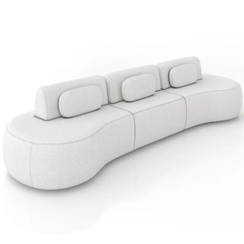 Sofá 5 Lugares Orgânico Para Sala Living 366cm Vasti M03 Bouclê Cru - Lyam Decor - Lyam Decor