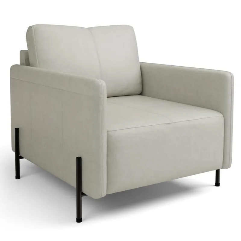 Poltrona Decorativa Para Sala Living Pés Industrial Domani L06 Veludo Gelo - Lyam Decor