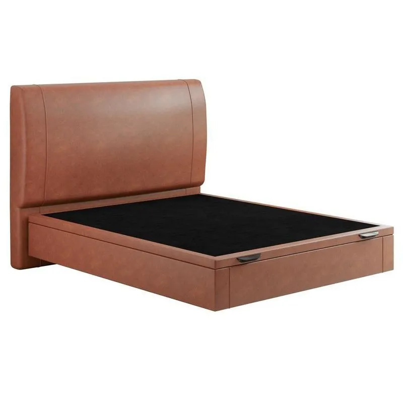 Cama Casal Baú Flutuante Com Cabeceira 140cm Spazio S04 Couríssimo Telha - Lyam Decor