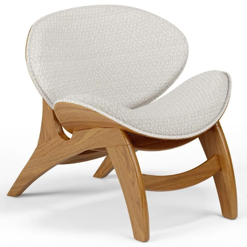 Poltrona Decorativa Orgânica Sala Living Kadosh L02 Bouclê Cru- Lyam Decor