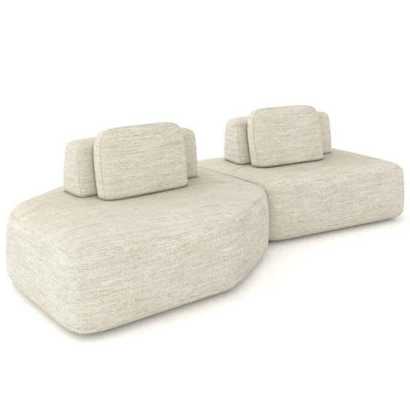 Sofá Ilha Modular Para Sala Living Orgânico 305cm Angra K01 Linho Champanhe - Lyam Decor