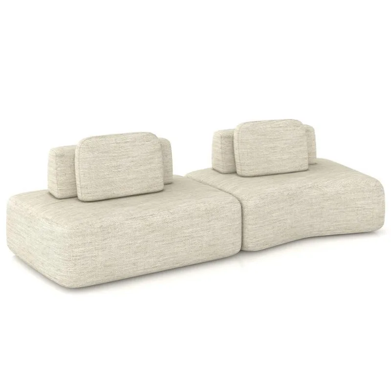 Sofá Ilha Modular Para Sala Living Orgânico 315cm Angra K01 Linho Champanhe - Lyam Decor