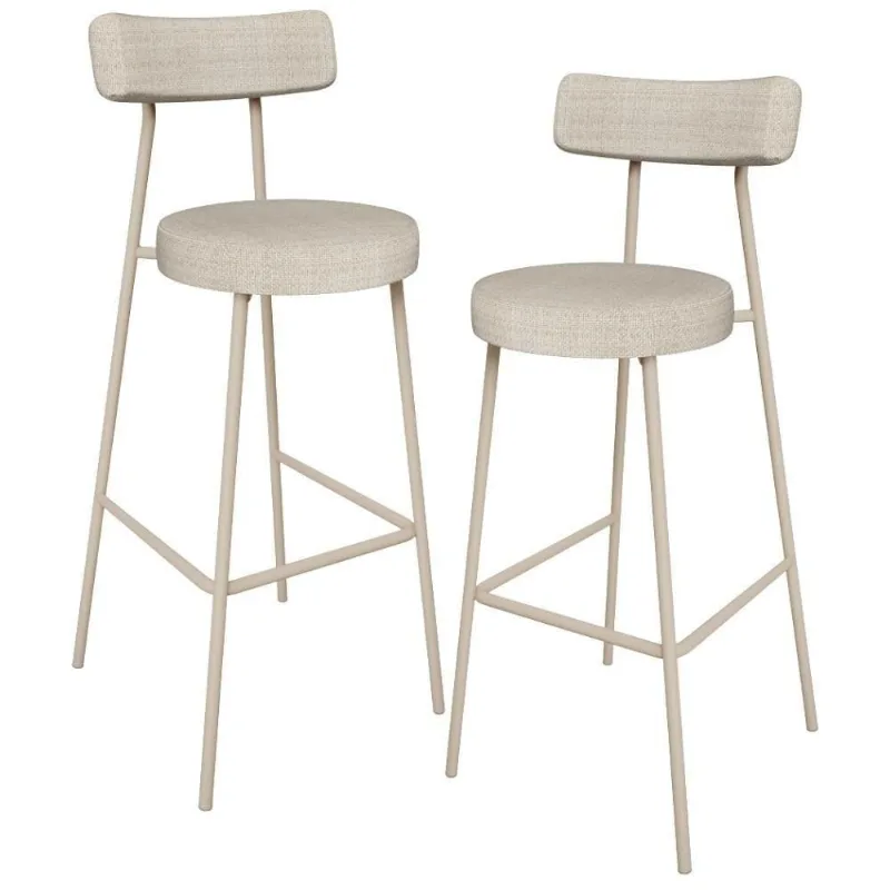 Kit 02 Banquetas Alta Bar Cozinha Sala De Jantar Estrutura Em Aço Milão L02 Bouclê Bege - Lyam Decor