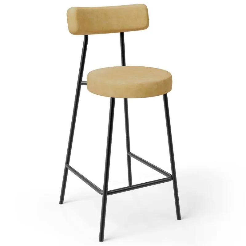 Banqueta Baixa Para Cozinha Sala De Jantar Bar Bancada Milão L02 Couríssimo Fendi - Lyam Decor