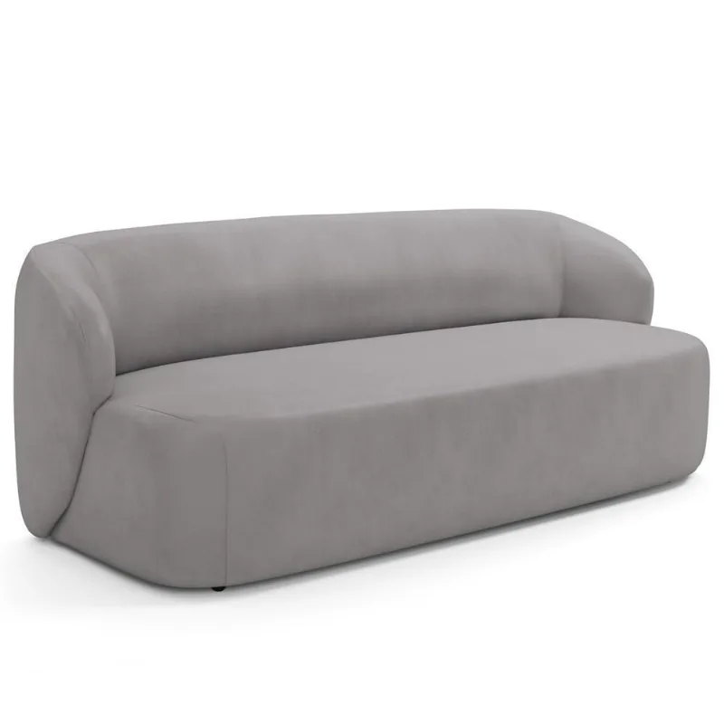 Sofá 3 Lugares Orgânico Para Sala De Estar Living 205cm Heidy F04 Veludo Cinza - Lyam Decor